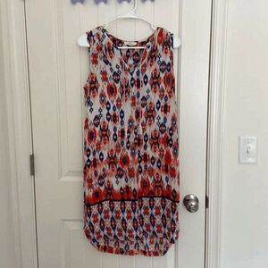 EUC‎ | BLL New York women’s sleeveless tribal pattern tassel knee length dress